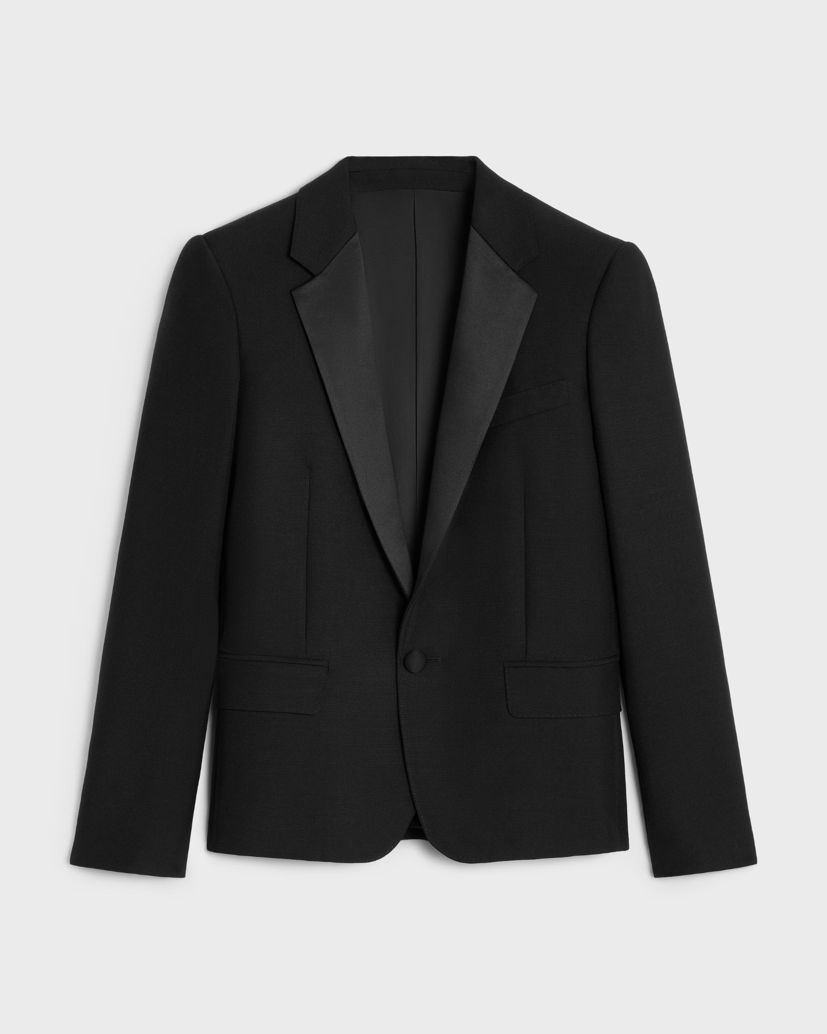 Short tux jacket in wool and mohair in Black