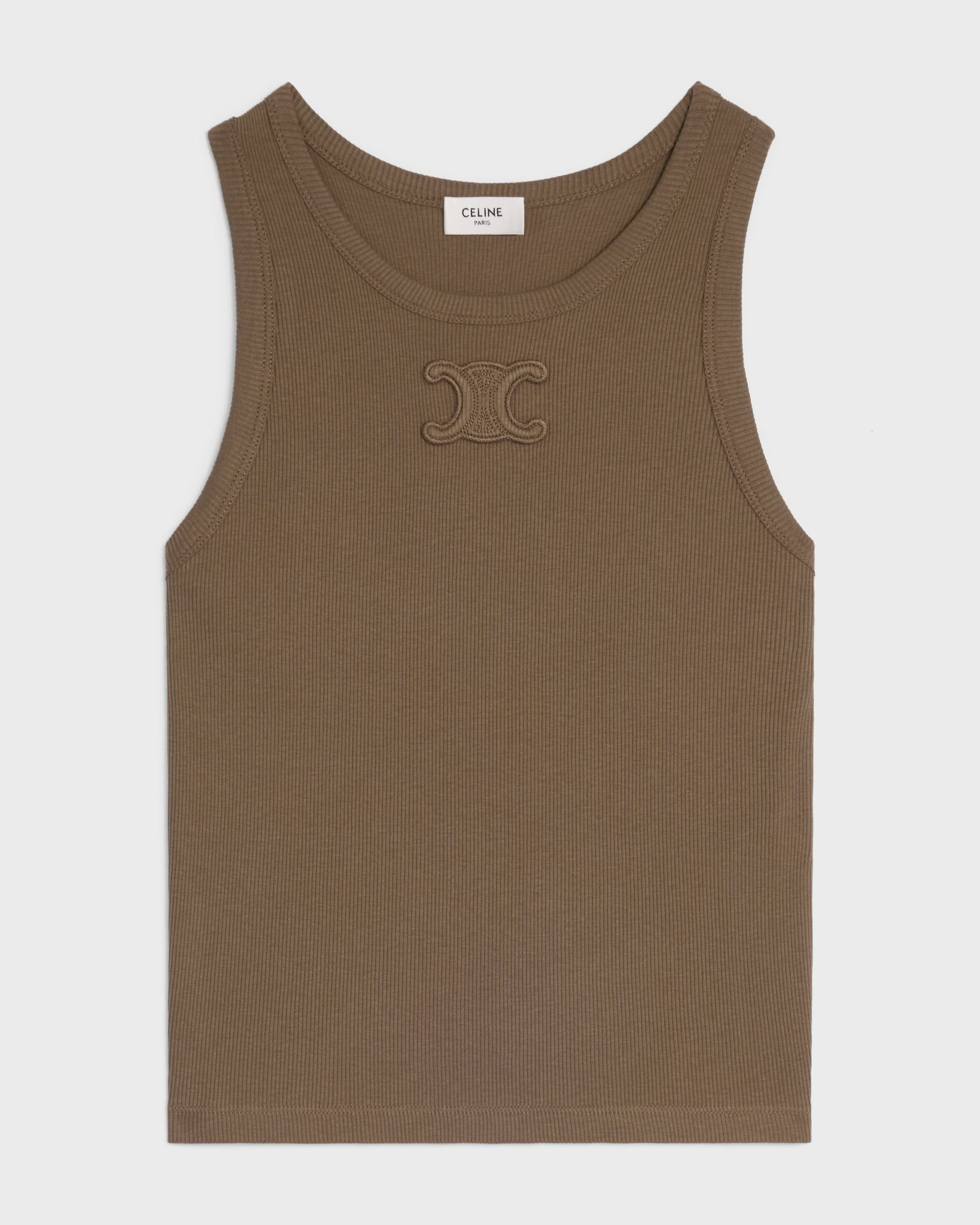 Triomphe tank top in ribbed cotton in Glazed brown