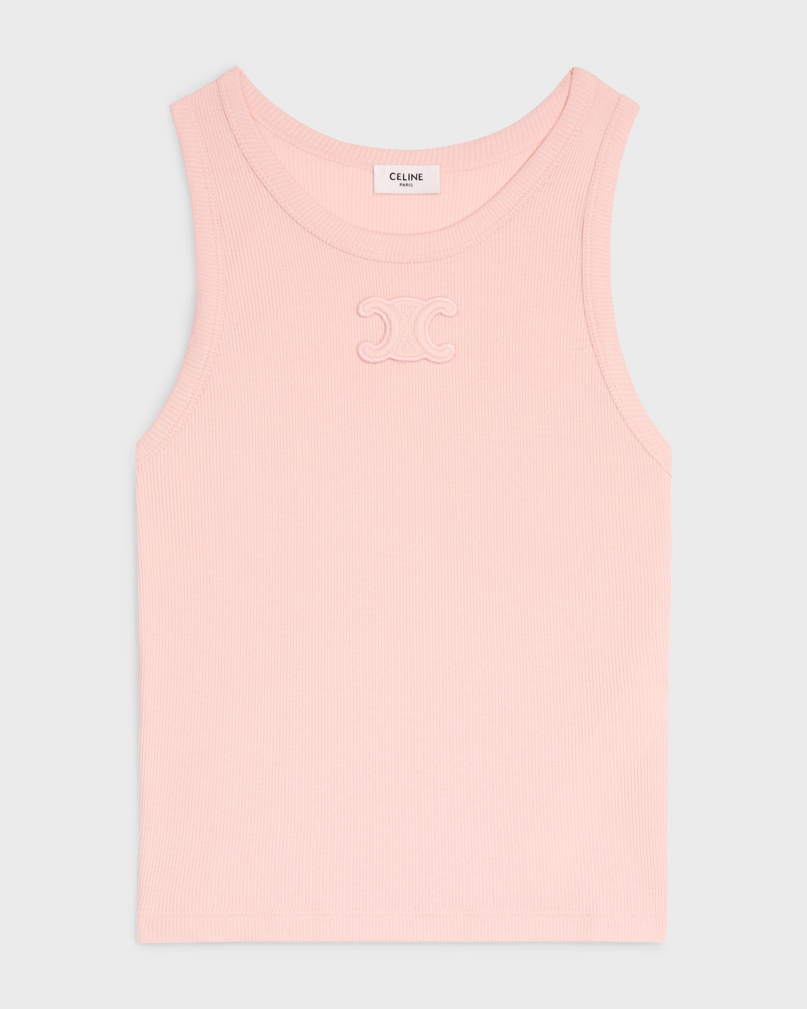 Triomphe tank top in ribbed cotton in Light peach