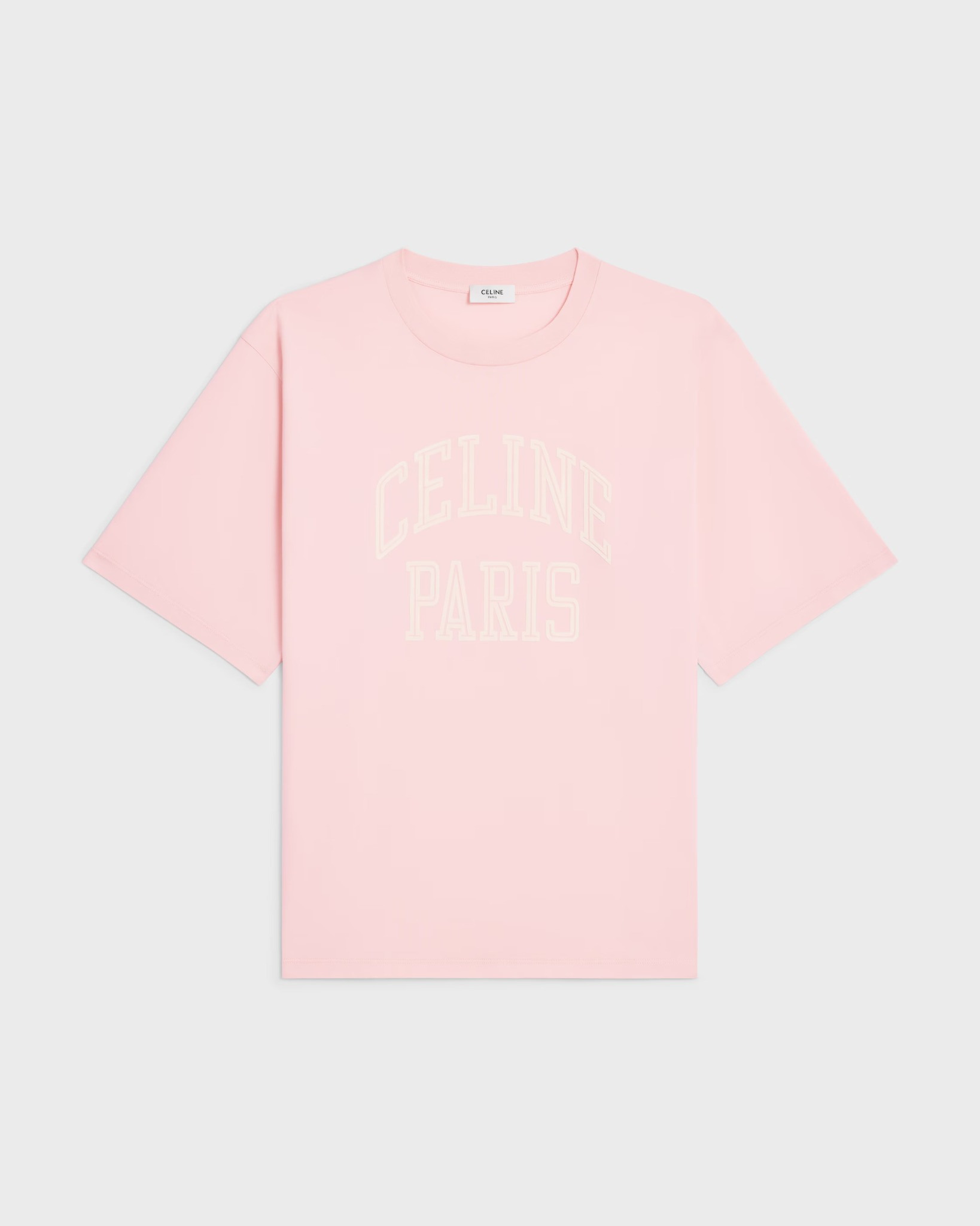 Loose T-shirt in cotton jersey in Rose poudre / off white