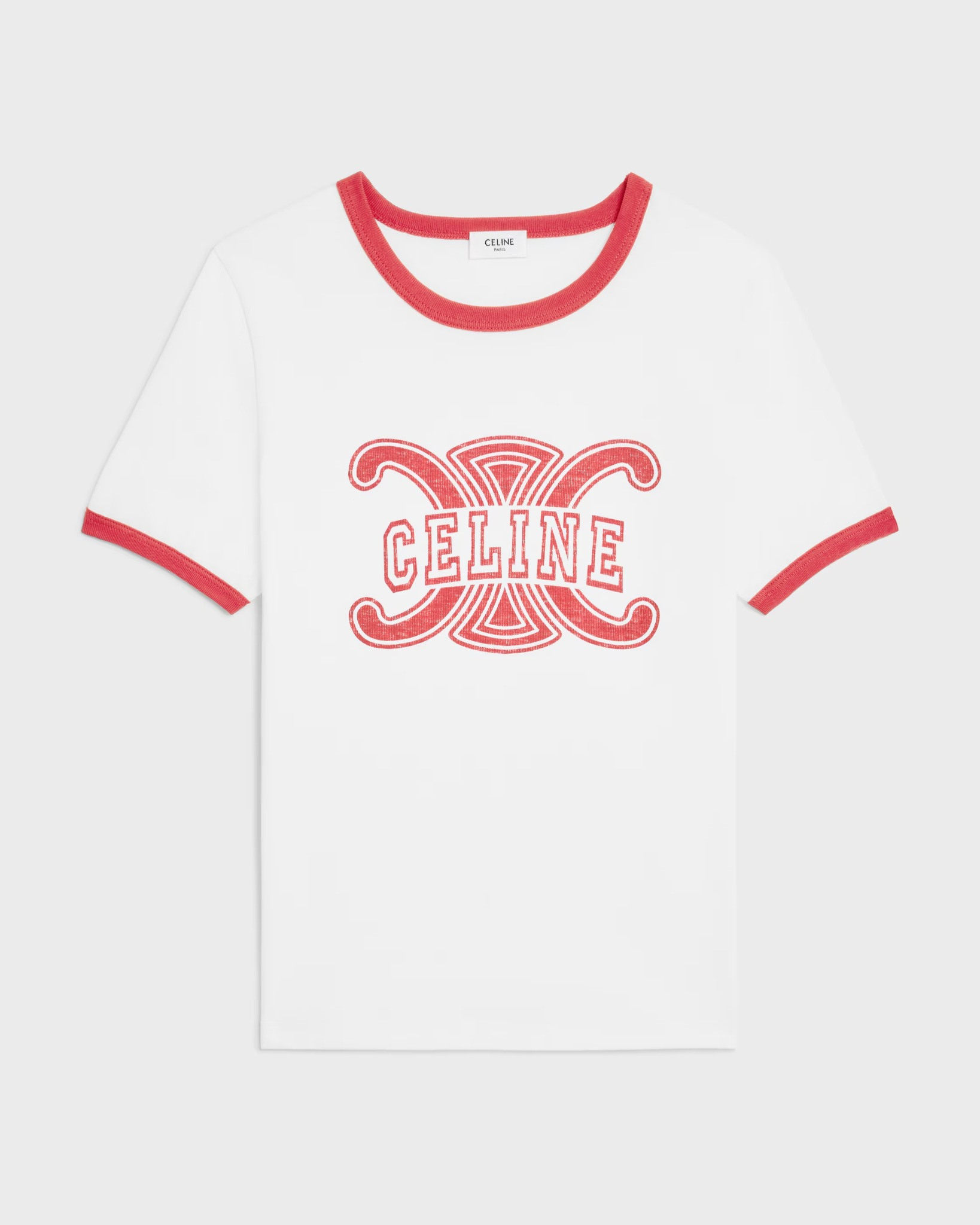 70's T-shirt in cotton jersey in Off white / rouge cerise