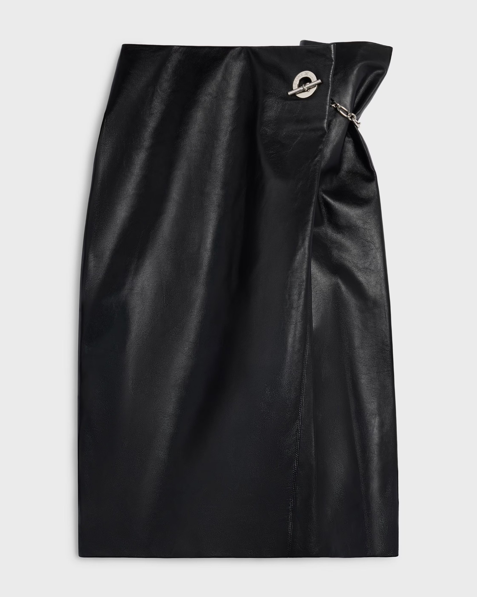 Midi skirt in calfskin in Black