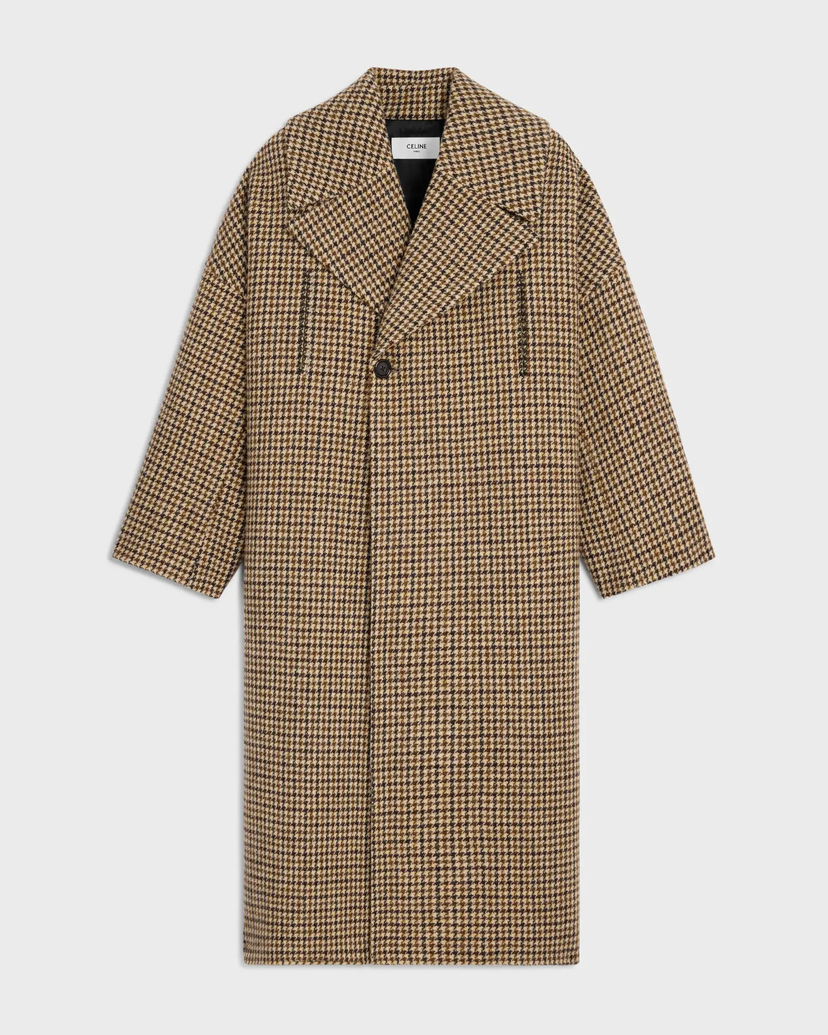 Coat in houndstooth wool in Beige / marron