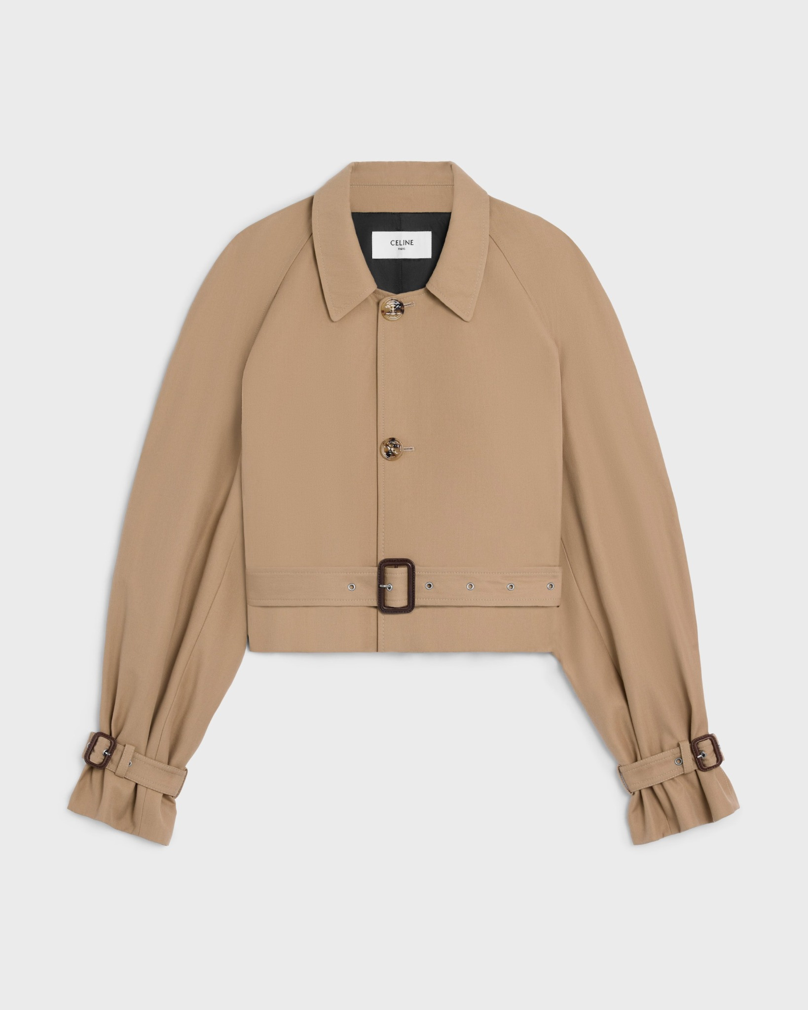 Jacket in cotton and wool gabardine in Beige