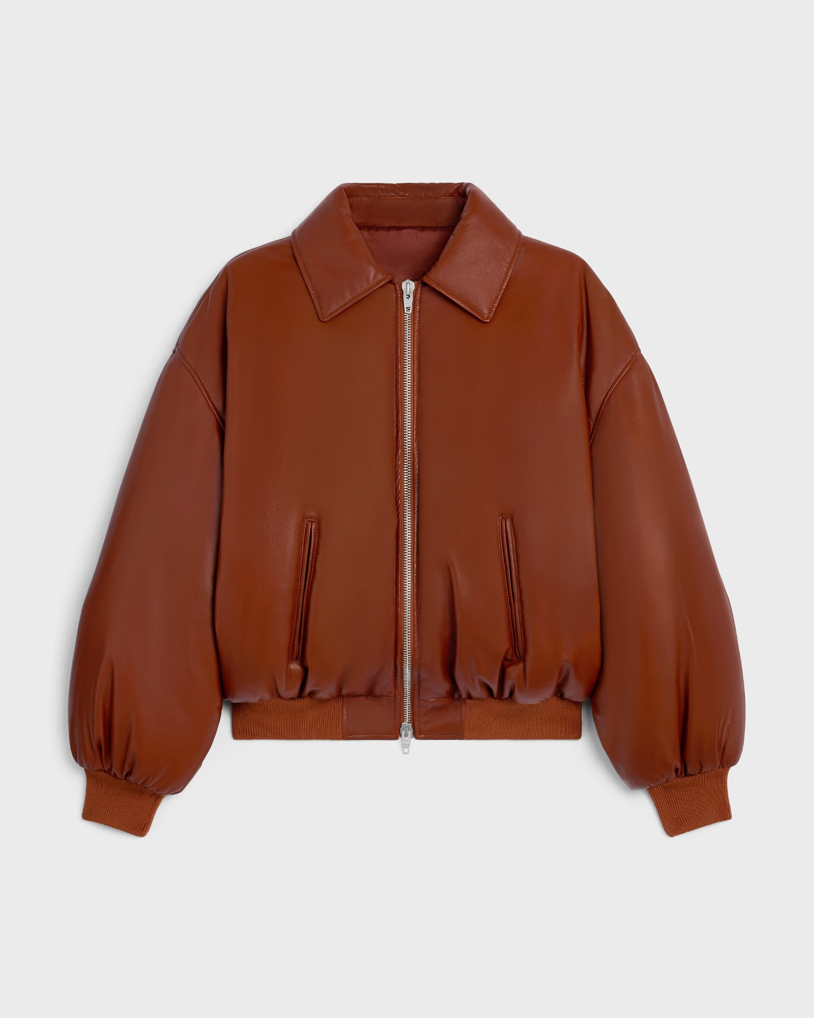 Bomber jacket in soft lambskin in Cognac